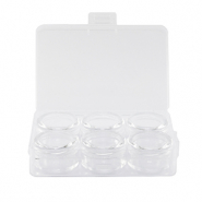Sieraad display opbergbox met 6 ronde bakjes Transparant