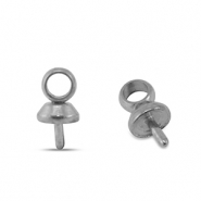 Roestvrij stalen (RVS) Stainless steel onderdelen eindkapjes voor kralen Silver