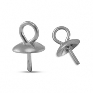 Roestvrij stalen (RVS) Stainless steel onderdelen eindkapjes voor kralen Silver