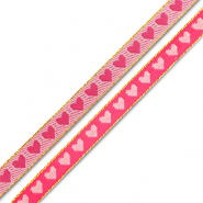 Lint met tekst hartjes Fuchsia-light pink