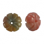 Natuursteen kralen agaat bloem Multicolour green orange