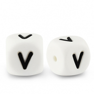 Letterkralen van siliconen V White-black