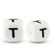 Letterkralen van siliconen T White-black