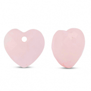 Natuursteen bedels glas hart Pink