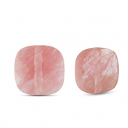 Natuursteen kralen glas vierkant Pink