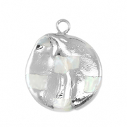 Zoetwaterparels bedel rond Silver-Natural white