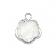 Zoetwaterparels bedel bloem Silver-Natural white