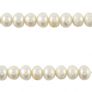 BQ Zoetwaterparels plat rond Natural white
