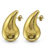 Roestvrij stalen (RVS) Stainless steel oorbellen / oorstekers druppel Gold
