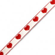 Lint met tekst hartjes White-red