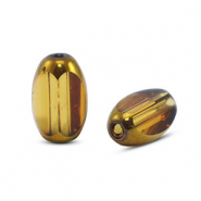 Ovale glaskralen facet Yellow transparent-gold