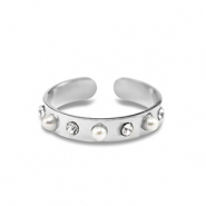 Roestvrij stalen (RVS) Stainless steel ringen parels Silver