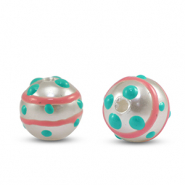 Acryl kralen dots Pearl-pink green