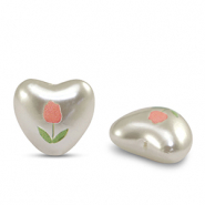 Acryl kralen hart Pearl-white