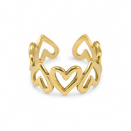 Roestvrij stalen (RVS) Stainless steel ringen hart Gold