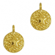 Roestvrij stalen (RVS) Stainless steel bedel rond zeester Gold