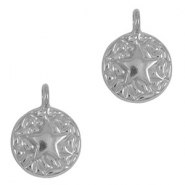 Roestvrij stalen (RVS) Stainless steel bedel rond zeester Silver