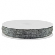Macramé draad gevlochten 0,8mm Dark grey-silver metallic