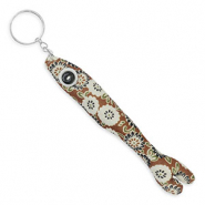 Sleutelhanger vis 17.5cm Brown-off white-black-green