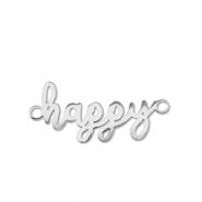 Roestvrij stalen (RVS) Stainless steel bedels tussenstuk ''happy'' Silver