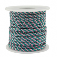 Trendy koord gevlochten 3.5mm Blue-pink-silver