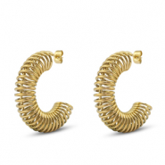 Roestvrij stalen (RVS) Stainless steel oorbellen / oorstekers Gold