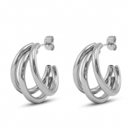 Roestvrij stalen (RVS) Stainless steel oorbellen / oorstekers Silver