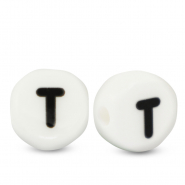 Letterkralen van keramiek T White-black