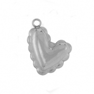 Roestvrij stalen (RVS) Stainless steel bedels hart Silver