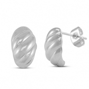 Roestvrij stalen (RVS) Stainless steel oorbellen / oorstekers twisted Silver