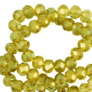 Top Facet kralen 3x2mm disc Green-AB coating