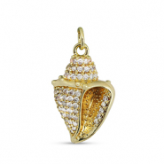 Brass TQ metaal bedels zirkonia schelp Gold
