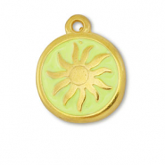 Bedels DQ metaal zon Goud-lime yellow (nikkelvrij)