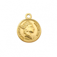 Roestvrij stalen (RVS) Stainless steel bedels munt Gold
