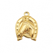 Roestvrij stalen (RVS) Stainless steel bedels paard Gold