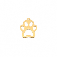 Roestvrij stalen (RVS) Stainless steel bedels hondenpoot Gold