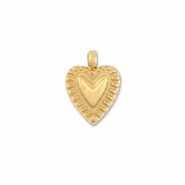 Roestvrij stalen (RVS) Stainless steel bedels hart Gold