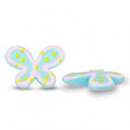 Acryl kralen vlinder Blue-pink pastel-yellow