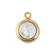 Bedels metaal rond met heilige Silver-gold