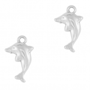 Roestvrij stalen (RVS) Stainless steel bedel dolfijn Silver