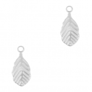 Roestvrij stalen (RVS) Stainless steel bedels blad Silver