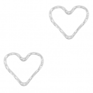 Roestvrij stalen (RVS) Stainless steel bedels/tussenstuk hart Silver