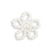 Statement hangers top facet kralen & parels bloem Pearl white-transparent