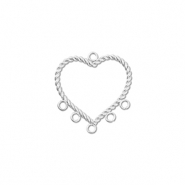 Roestvrij stalen (RVS) Stainless steel bedels hart met 6 ogen Silver
