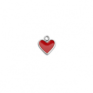 Roestvrij stalen (RVS) Stainless steel bedels hart Silver-red