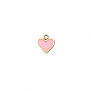 Roestvrij stalen (RVS) Stainless steel bedels hart Gold-pink
