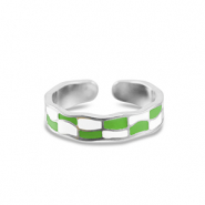 Roestvrij stalen (RVS) Stainless steel ringen geblokt Silver