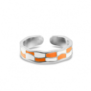 Roestvrij stalen (RVS) Stainless steel ringen geblokt Silver