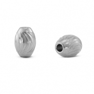 Roestvrij stalen (RVS) Stainless steel kralen ovaal Silver