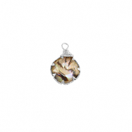 Resin hangers met imitatie schelp rond Silver-taupe
